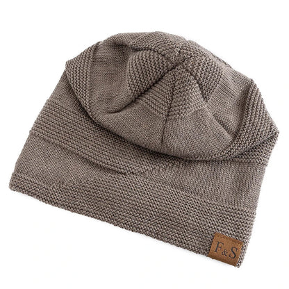 Unisex Slouchy Fur-Lined Winter Beanie Warm Knit Hat for Men & Women