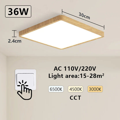 MARPOU Tuya Smart LED Ceiling Lamp Wood Grain App Voice Control Alexa/Google Remote Control Square Ceiling Lights Living Room