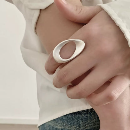VENTFILLE 925 Sterling Silver Twisted Croissant Ring | Minimalist Chunky Geometric Jewelry