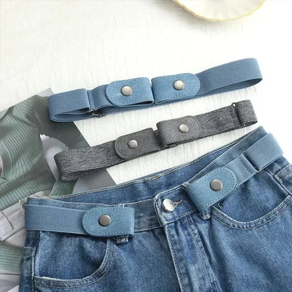 Canvas Elastic No-Buckle Adjustable Belt for Jeans – Invisible Waistband 33–45in (85–115cm) for Women & Men