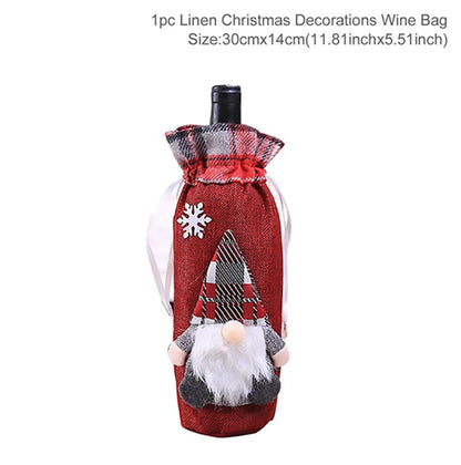 Christmas Wine Bottle Cover Merry Christmas Decorations For Home 2024 Christmas Ornament Xmas Navidad Natal Gifts New Year 2025