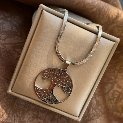 Tree of Life Pendant Necklace | Stainless Steel Family Tree Jewelry for Men and Women