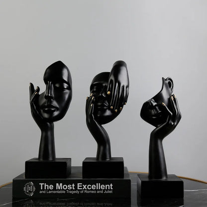 27cm bstract Face Sculpture Resin Thinker Figurines for Desktop Office Desk Living Room Table Collection Figurine Decoration