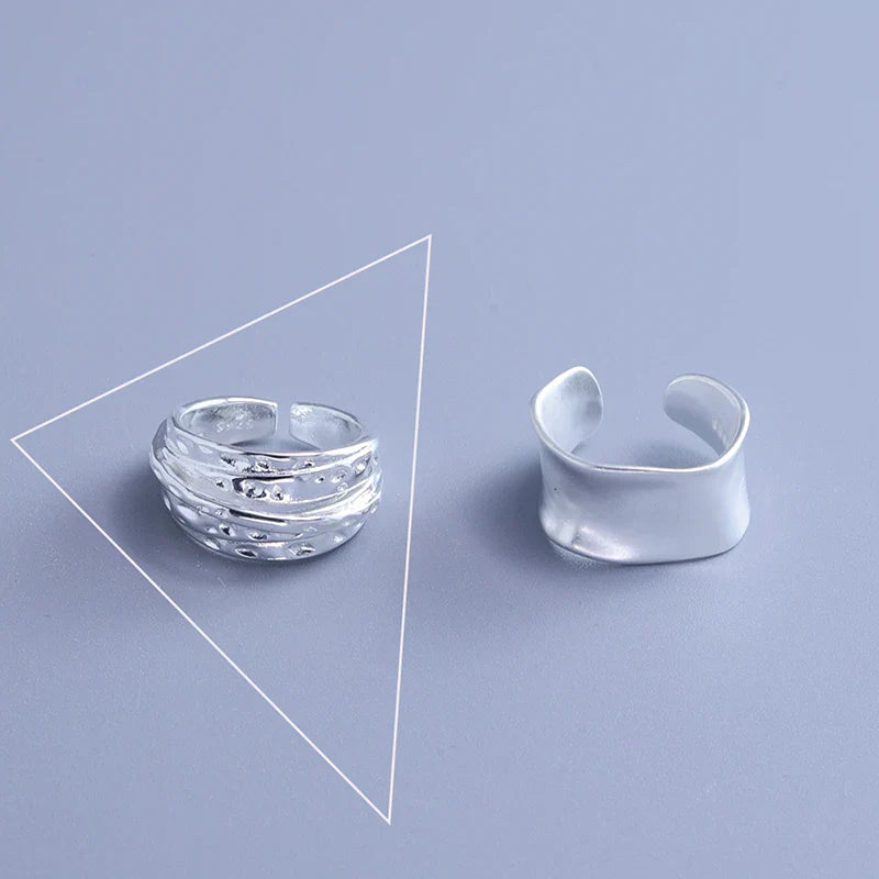 VENTFILLE 925 Sterling Silver Irregular Ring | Geometric Minimalist Jewelry for Women