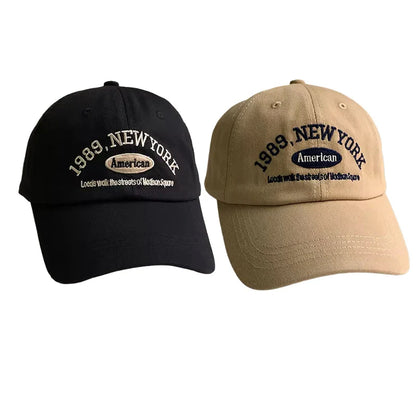 Korean Retro Embroidered Letter Baseball Cap - Unisex Casual Sun Protection Hat