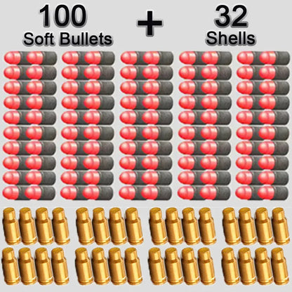 80 Shells and 100 Soft EVA Bullets for Toy Gun Glock Colt 1911 | Shooting Game Refill Kit