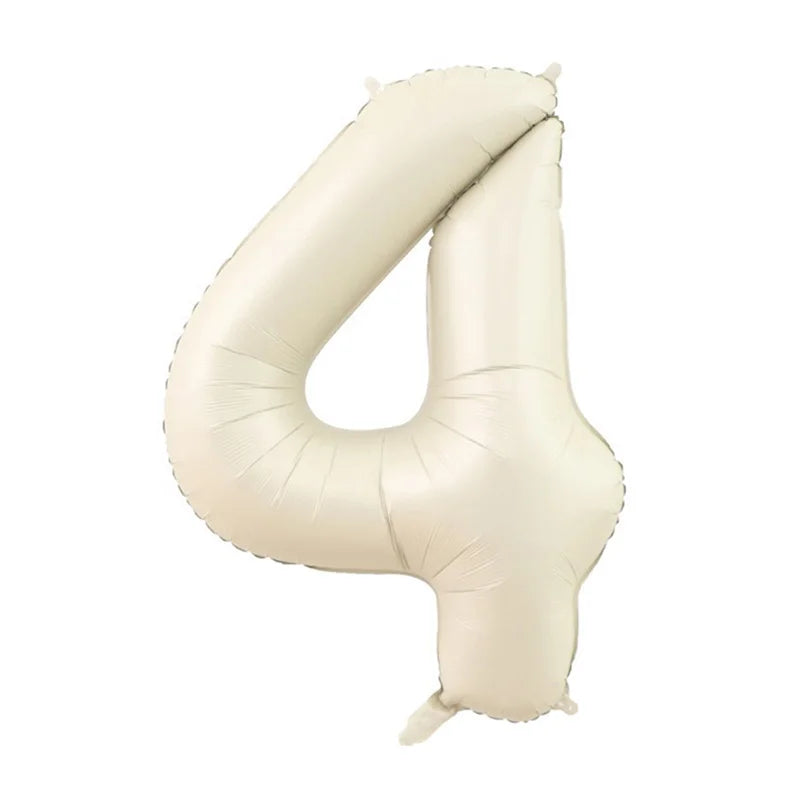 Cream Foil Number Balloons 1-9 Set | Large Digital Birthday Party Decor
