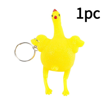 Funny Mini Chicken Keychain | Squeezable Egg-Laying Duck Toy