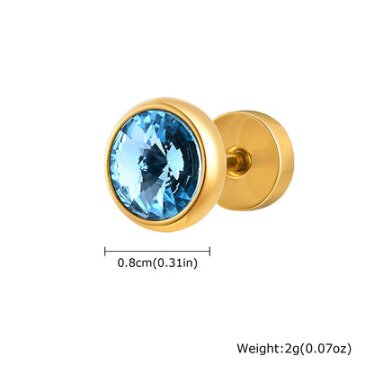 Stainless Steel Men’s Earrings | 8mm Multi-Faceted Screw Back Stud