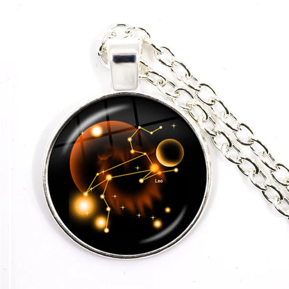 Zodiac Necklace Silver Plated | 12 Constellation Pendant Jewelry