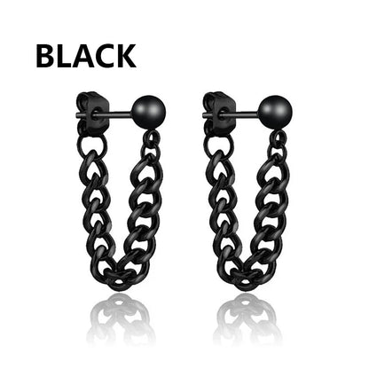 Punk Stainless Steel Stud Earrings Set | Unisex Hip Hop Piercing Jewelry