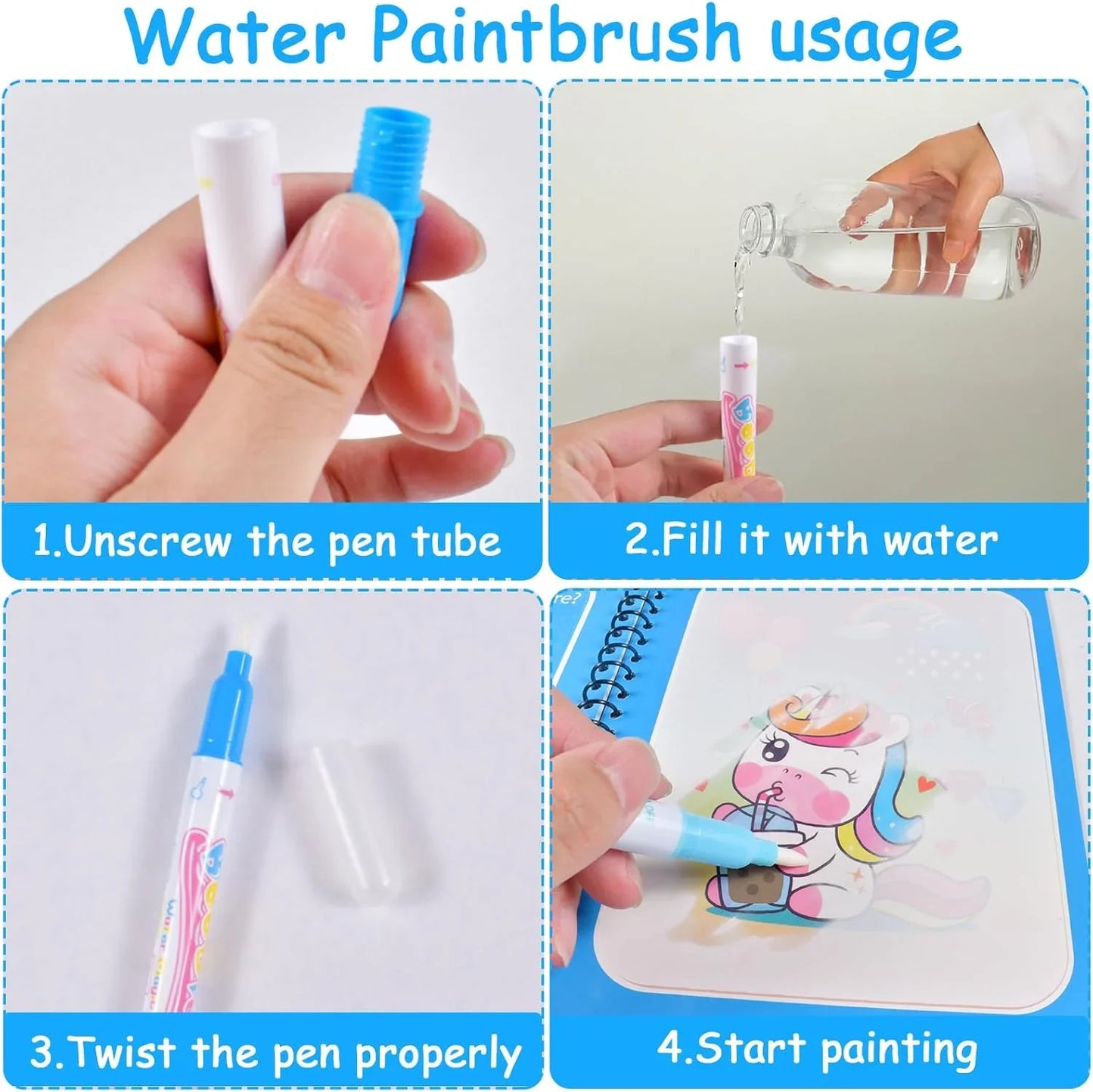 Reusable Water Drawing Book for Kids | Mess-Free Magic Coloring Pad