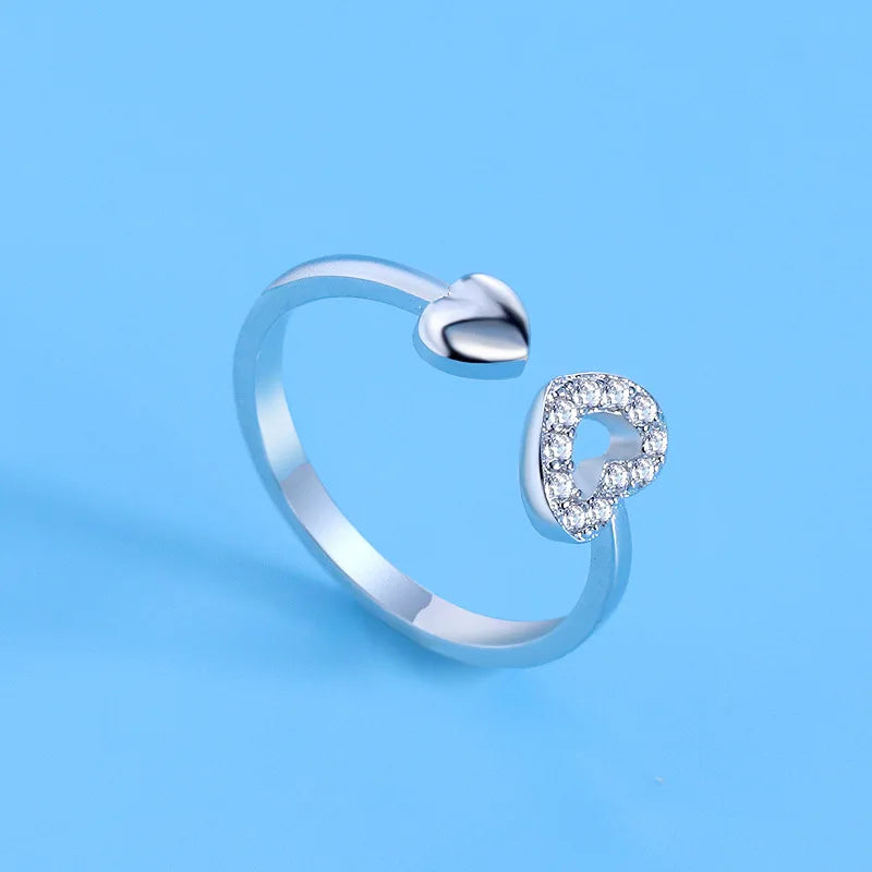925 Sterling Silver Zircon Adjustable Ring | Women's Cocktail Jewelry