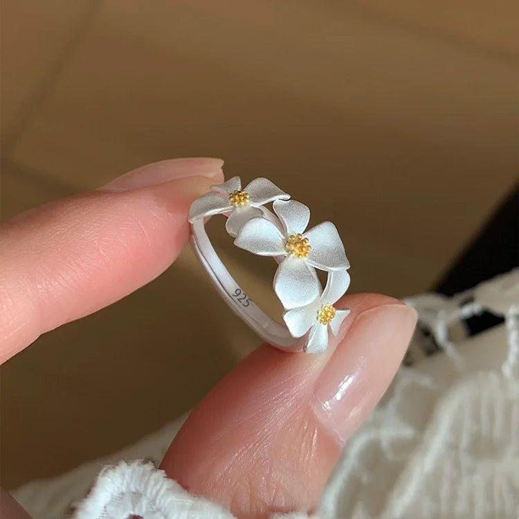VENTFILLE 925 Sterling Silver Flower Ring | Hollow Out Retro Jewelry for Women