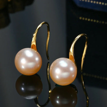 Freshwater Pearl Stud Earrings 8-9mm | AAAA Grade Round Pearl Jewelry for Women