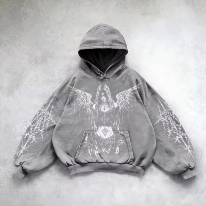 Women’s Y2K Fleece Zip-Up Hoodie – Streetwear Hip Hop Punk Style Loose Sweatshirt for All Seasons