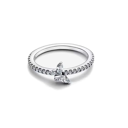 925 Sterling Silver Heart Butterfly Ring | Classic Zircon Wedding Bands for Women
