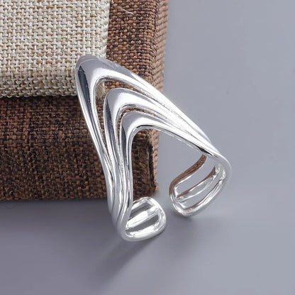 PANJBJ Real 925 Sterling Silver Retro Round Ring | Vintage Fine Jewelry for Women