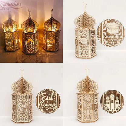 Wooden Palace Ornament Ramadan Decoration For Home Aid Eid Mubarak Ramadan Kareem Islamic Muslim Festival Party Decoration 2025