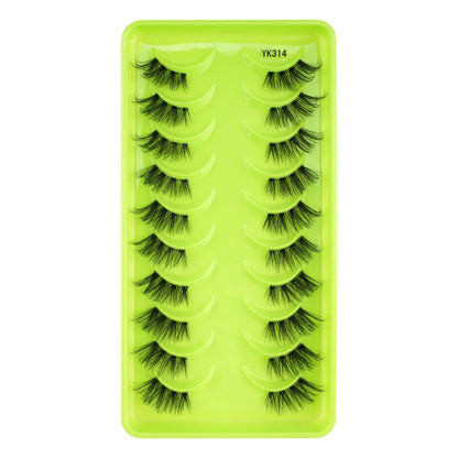 New Half Eyelashes 3D Cat Eye Lashes Clear Stem False Lashes