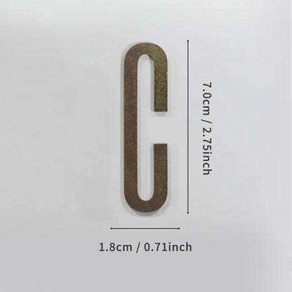 Bronze Self Adhesive House Number Metal English Alphabet Letters for Apartment Room Door Plate Table Mailbox Number Stickers 7cm