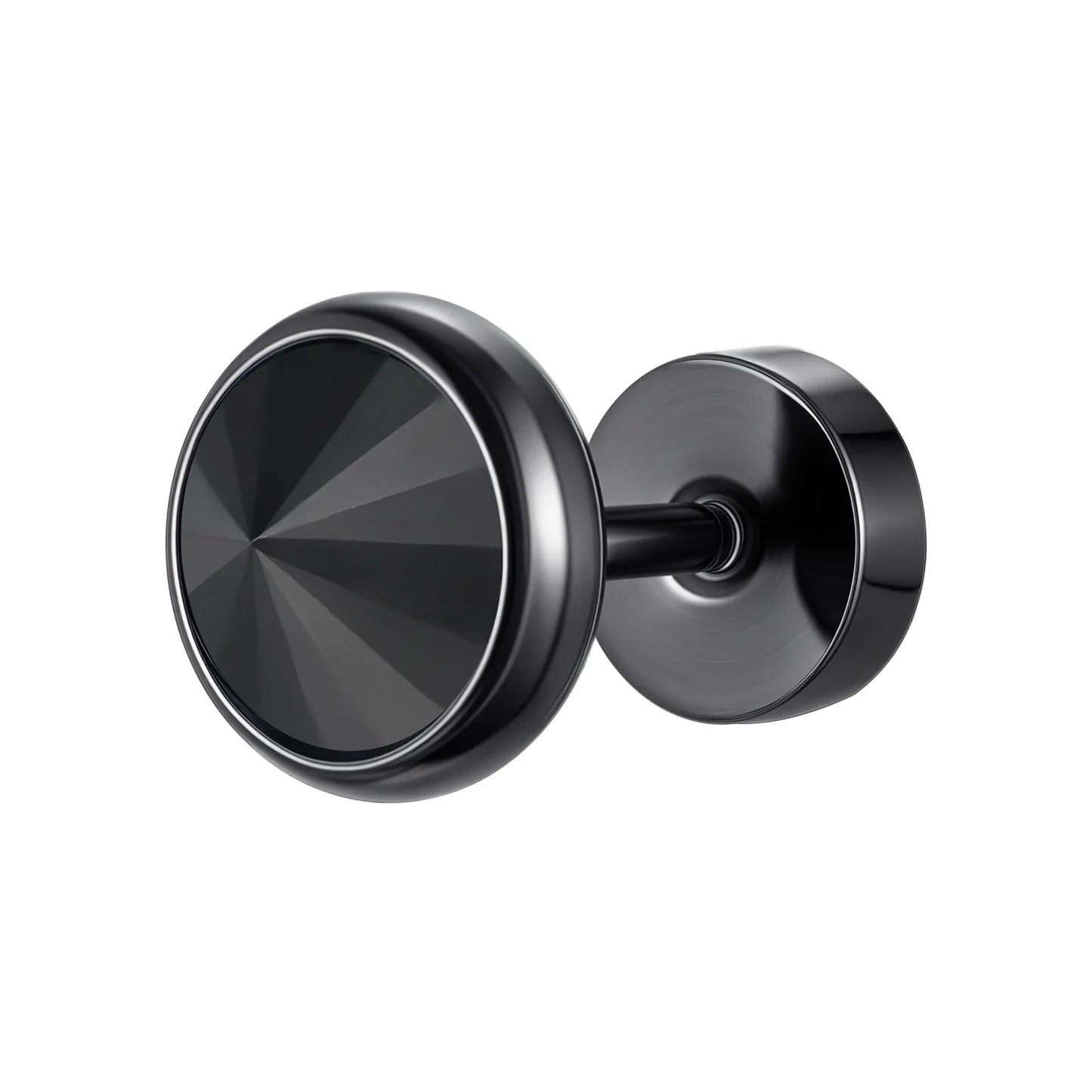 8mm Stainless Steel Screw Back Earrings for Men | Faceted Zircon Studs