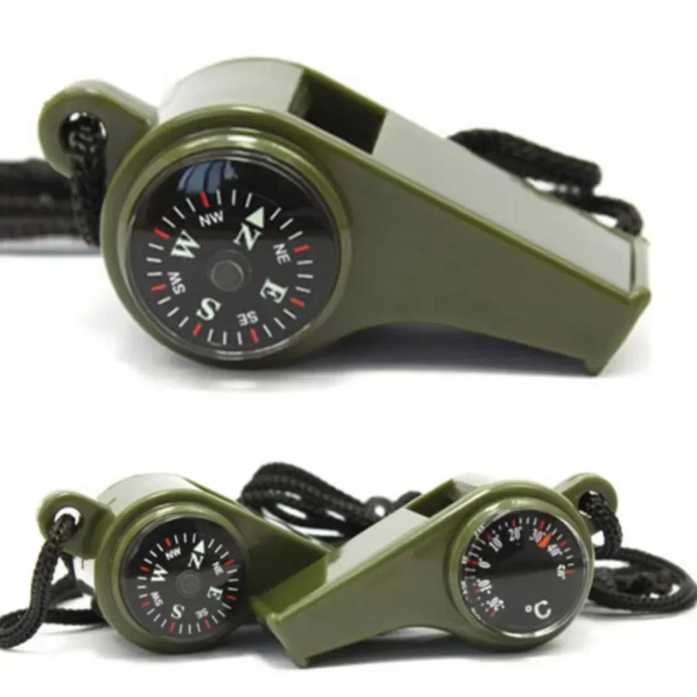 Multifunctional Outdoor Compass Whistle Thermometer | Portable Survival Gear