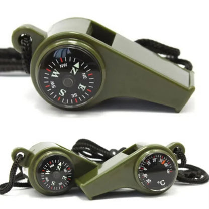 Multifunctional Outdoor Compass Whistle Thermometer | Portable Survival Gear
