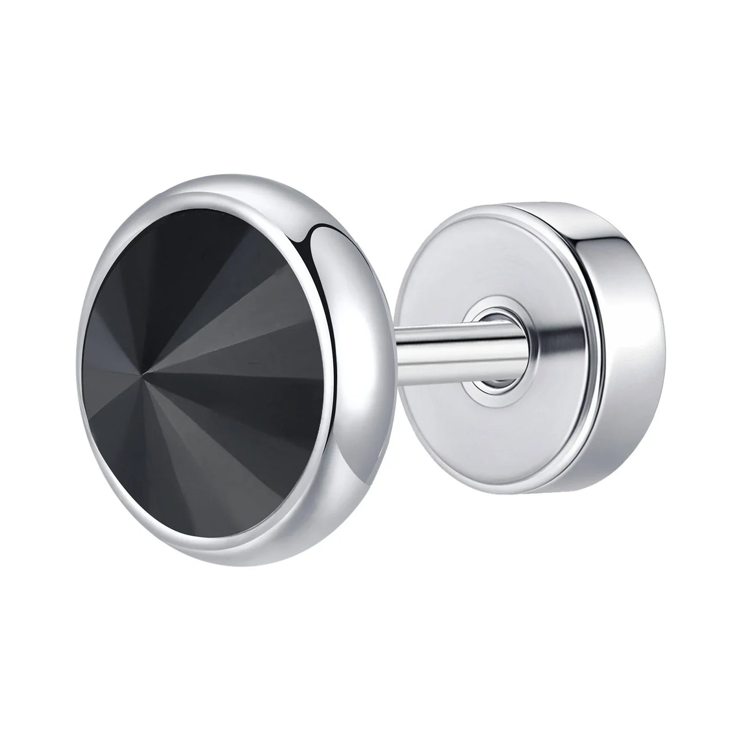 Stainless Steel Men’s Earrings | 8mm Multi-Faceted Screw Back Stud
