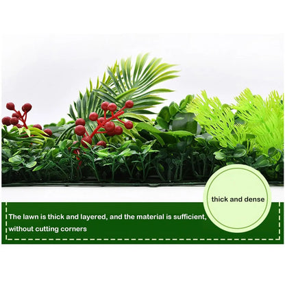 1pc Artificial Green Plant Wall Panel with Grass Flower Boxwood Hedge Wall Outdoor Artificial Privacy Fence Screen Fake Flower G