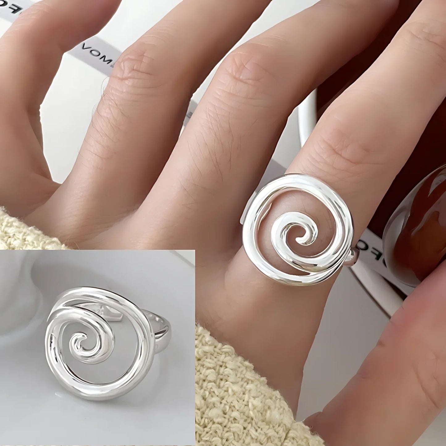 PANJBJ Real 925 Sterling Silver Retro Round Ring | Vintage Fine Jewelry for Women