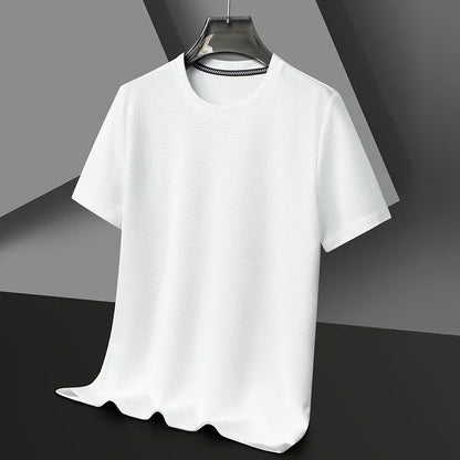 Men's Waffle Knit Short Sleeve Tee - Round Neck Casual Summer T-Shirt