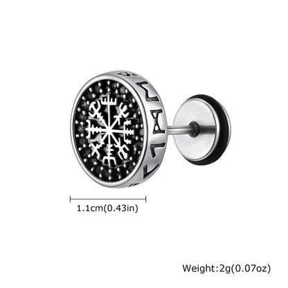 Vintage Men's Compass Stud Earrings | Stainless Steel Eight-Pointed Star Fashion Jewelry