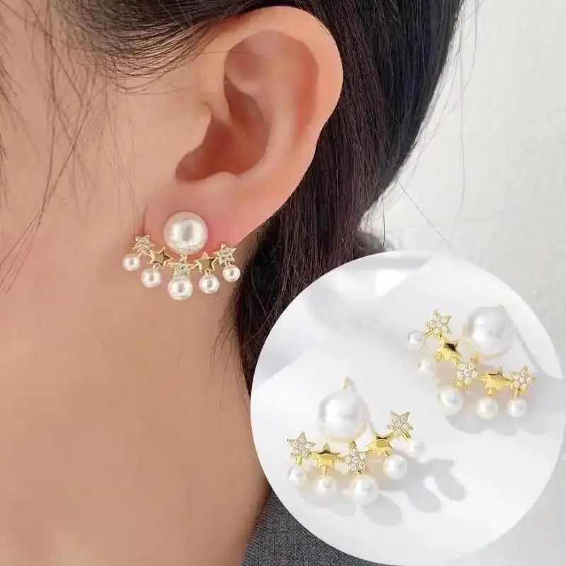 Korean Fashion Seven Star Zircon Earrings | Luxury Crystal Stars Stud Earrings