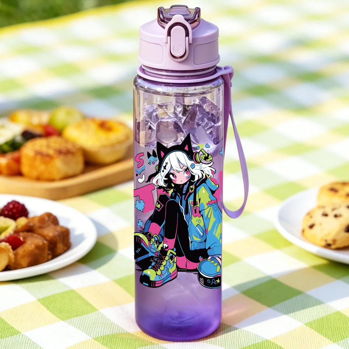 1 Piece 750ml (26 fl oz) Anime Girl Straw Cup | Summer Water Bottle