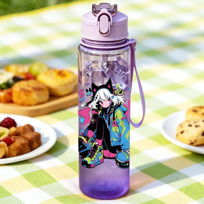 1 Piece 750ml (26 fl oz) Anime Girl Straw Cup | Summer Water Bottle