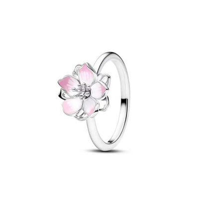 925 Sterling Silver Heart-Shaped Butterfly Flower Ring | Exquisite Charm Jewelry for Her