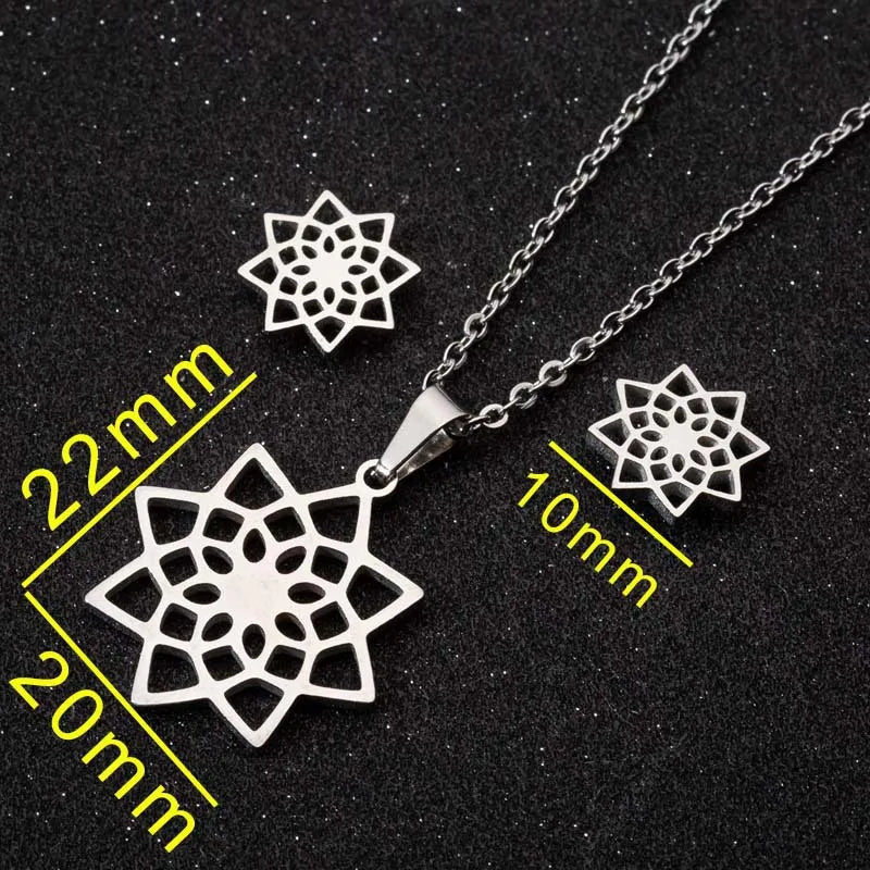 Stainless Steel Unalome Pendant Necklace | Yoga Jewelry with Lotus Flower