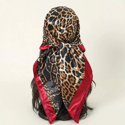 Satin Square Scarf – Elegant 2025 Print Hijab, Shawl & Hair Wrap