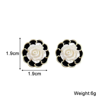 White Flower & Butterfly Dangle Earrings – Acrylic Pearl Heart Jewelry