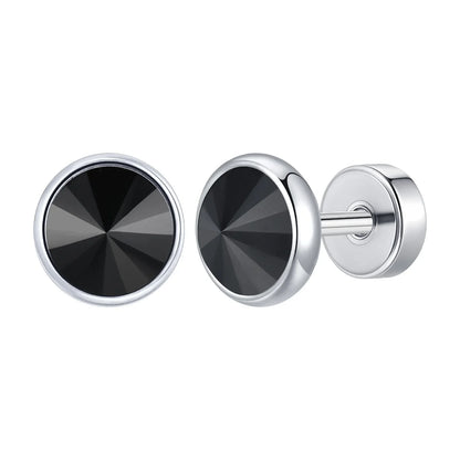 Stainless Steel Men’s Earrings | 8mm Multi-Faceted Screw Back Stud