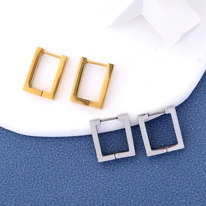 Geometric Stainless Steel Square Triangle Hoop Earrings | Unisex Punk Hip Hop Jewelry
