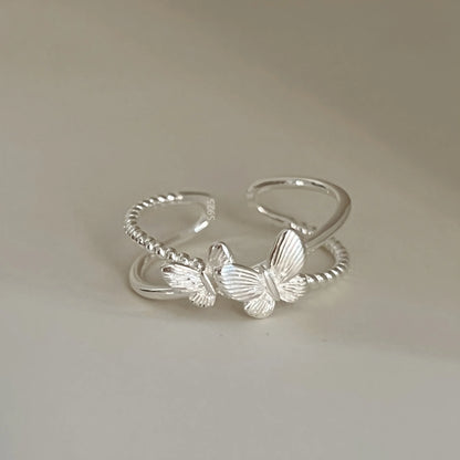 925 Sterling Silver Frosting Geometry Ring | Textured Wide Band for Women