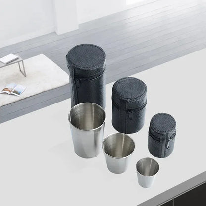 2025 4Pcs Outdoor Travel Stainless Steel Cups Mini Glasses for Whisky Wine with Case Portable Drinkware 30ml/70ml/170ml