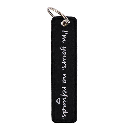 Rock and Roll Key Fob | Black Embroidery Key Tag for Bags and Gifts