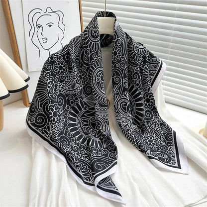 90x90cm Square Silk-Feel Scarf – Luxury Women’s Shawl & Head Wrap