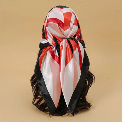 Satin Square Scarf – Elegant 2025 Print Hijab, Shawl & Hair Wrap