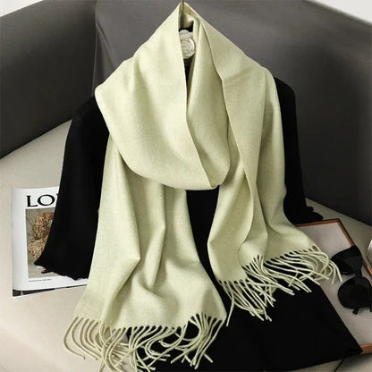 62-Color Winter Cashmere Scarf – Warm Tassel Pashmina Wrap for Women