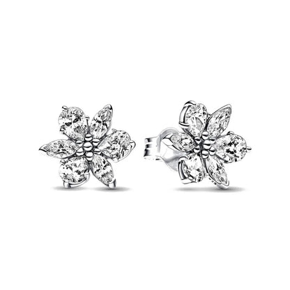925 Sterling Silver Snowflake Heart Earrings | Fine Stud Earrings for Women