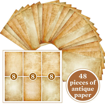 48 Sheets Vintage Scrapbook Paper Set | A4 Retro Junk Journal Collage Supplies